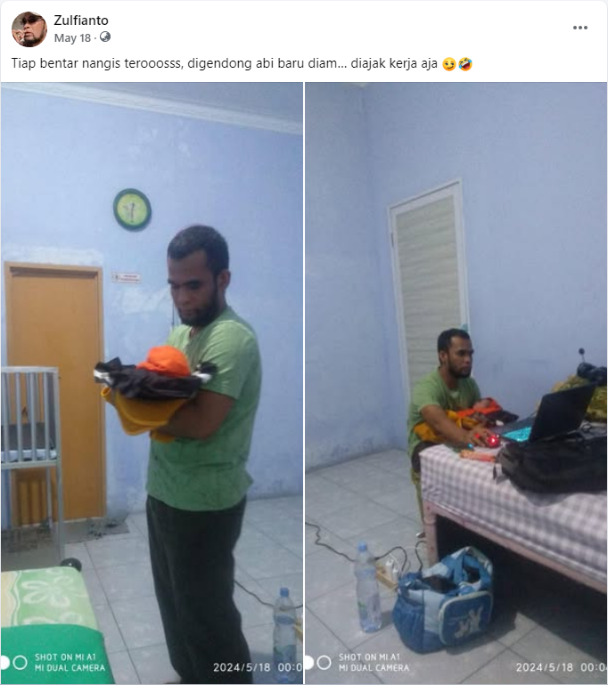 nggak bisa tidur kalau ga digendong abi